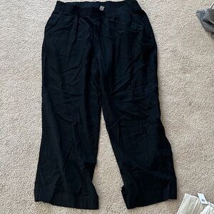 Women’s Linen/Rayon Wide Leg Black Pants. Size XL. Pockets in front and back